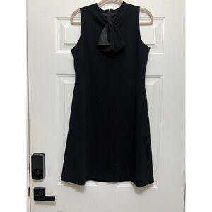 Talbots Dress 8 Knee Crepe Stretch Modest Minimal Quiet Career 90s Black A Line